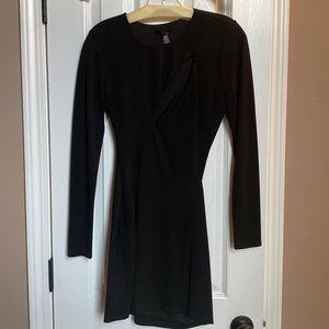 Hours Black Long Sleeve Cut Out Mini Dress